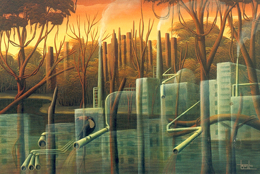 surrealistic painting, ecological, critical