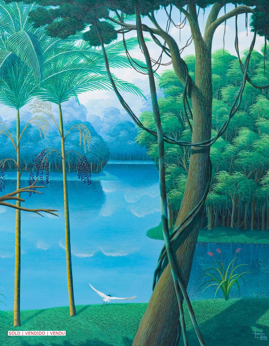 Brazilian rain-forest, Palm trees, painting by Totonho